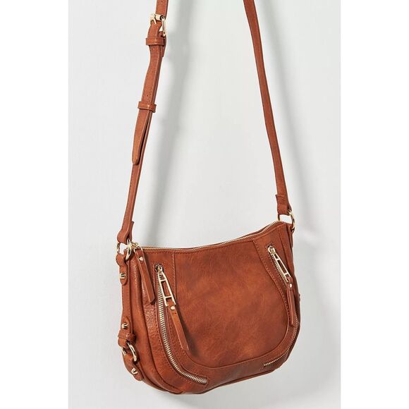 BY ANTHROPOLOGIE Women’s Cognac Brown Faux Leather Sadie Crossbody Bag - Picture 1 of 8